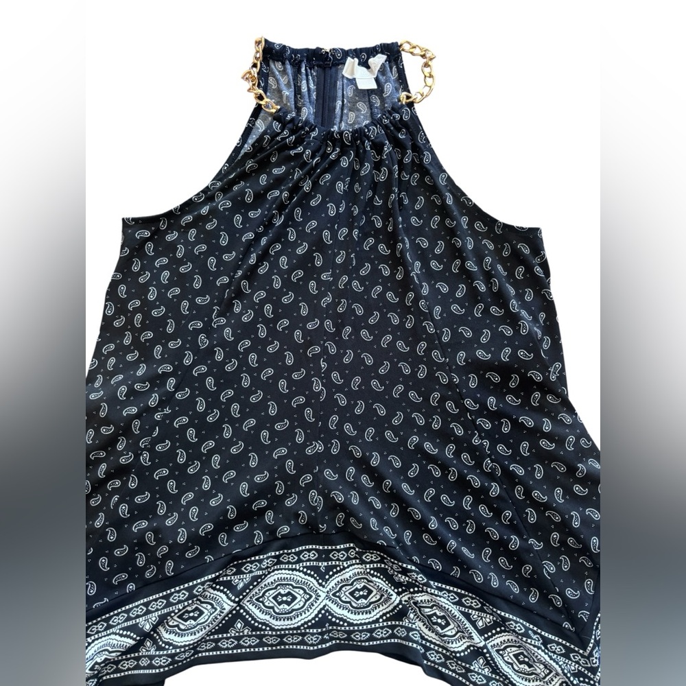 Michael Michael Kors Paisley Halter Chain Neck Handkerchief Hem Top Size M - Picture 3 of 7